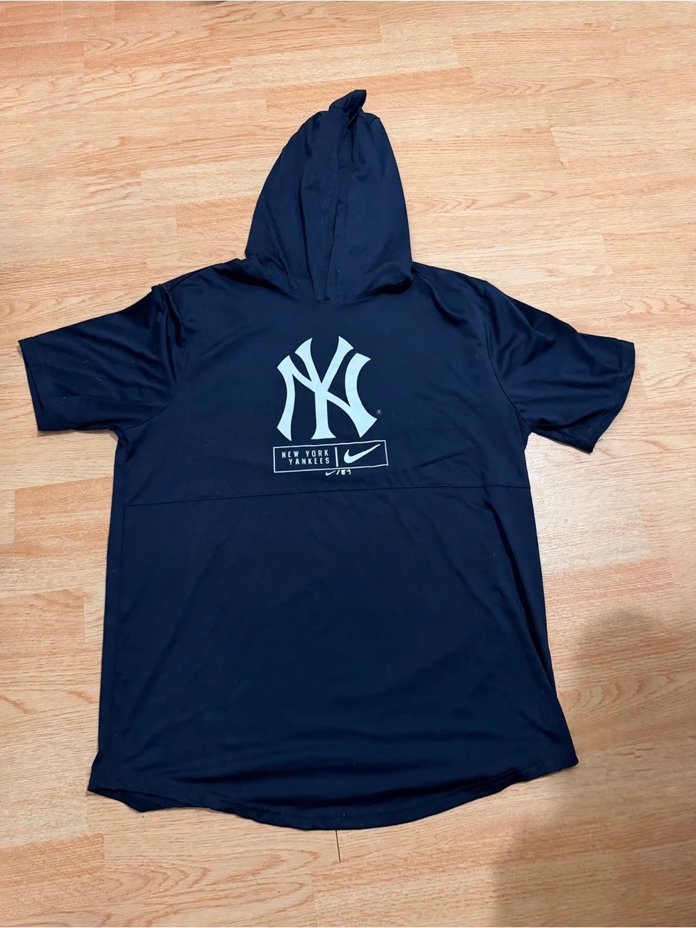 Nike MLB New York Yankees Hooded T-Shirt Navy Blue Mens XL Athletic